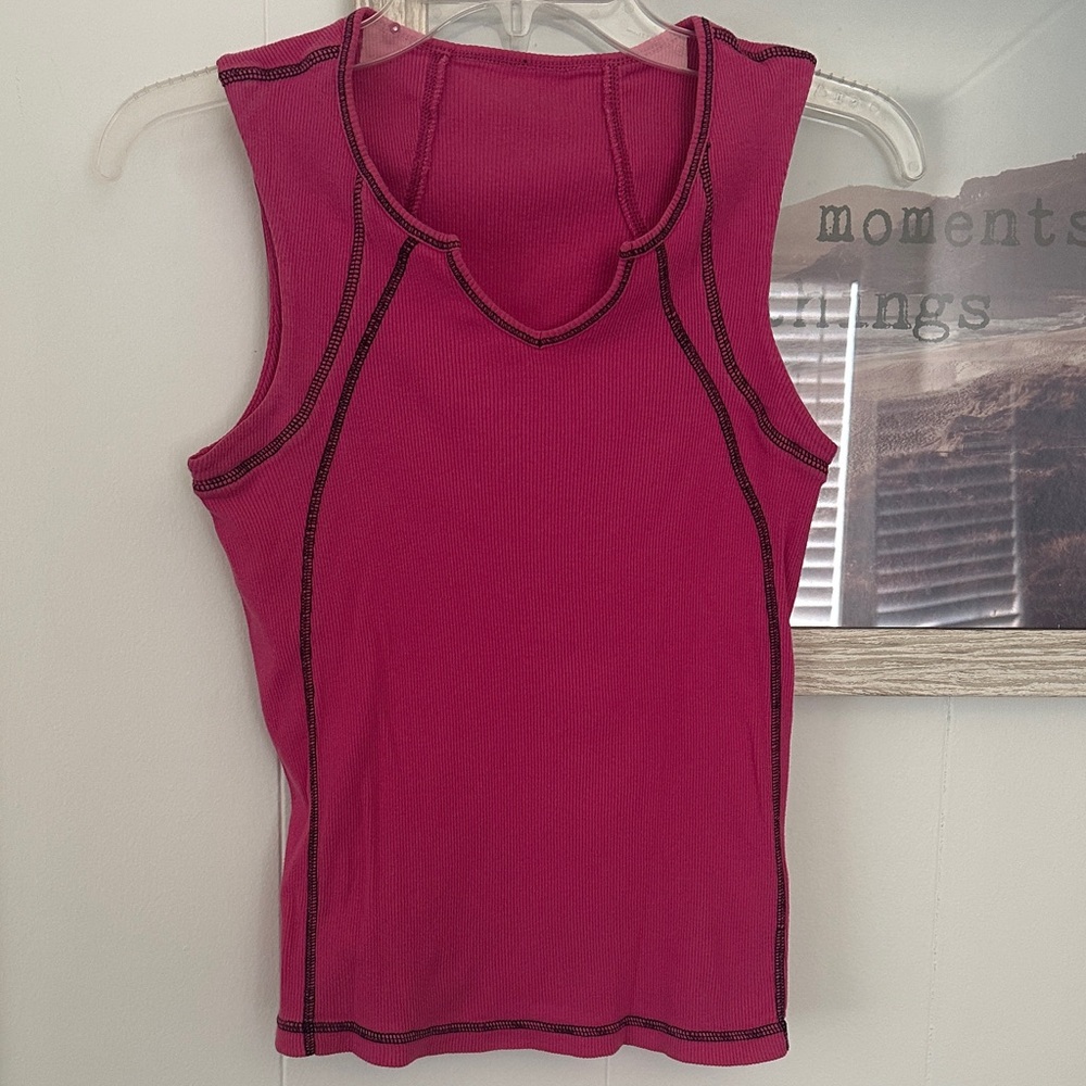 Size Small Academy Pink with Black Stitching Tank Top